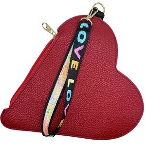 5 Colors Fun 80's Retro Pop Heart PU Clutch Wristlet Bag Love Strap New